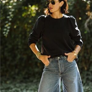 Black Puff Sleeve Sweatshirt